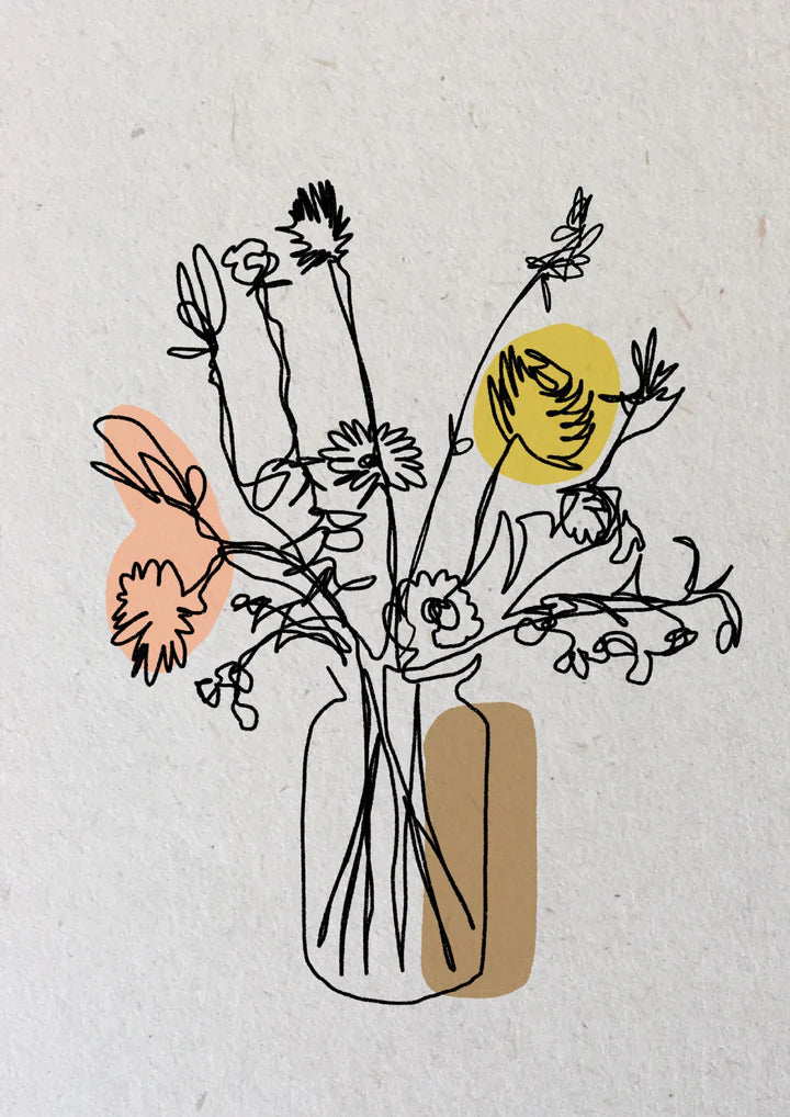 kaart bloemen in vaas