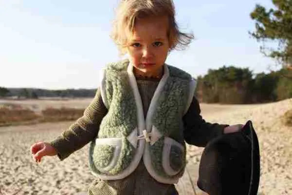 Wollen bodywarmer groen