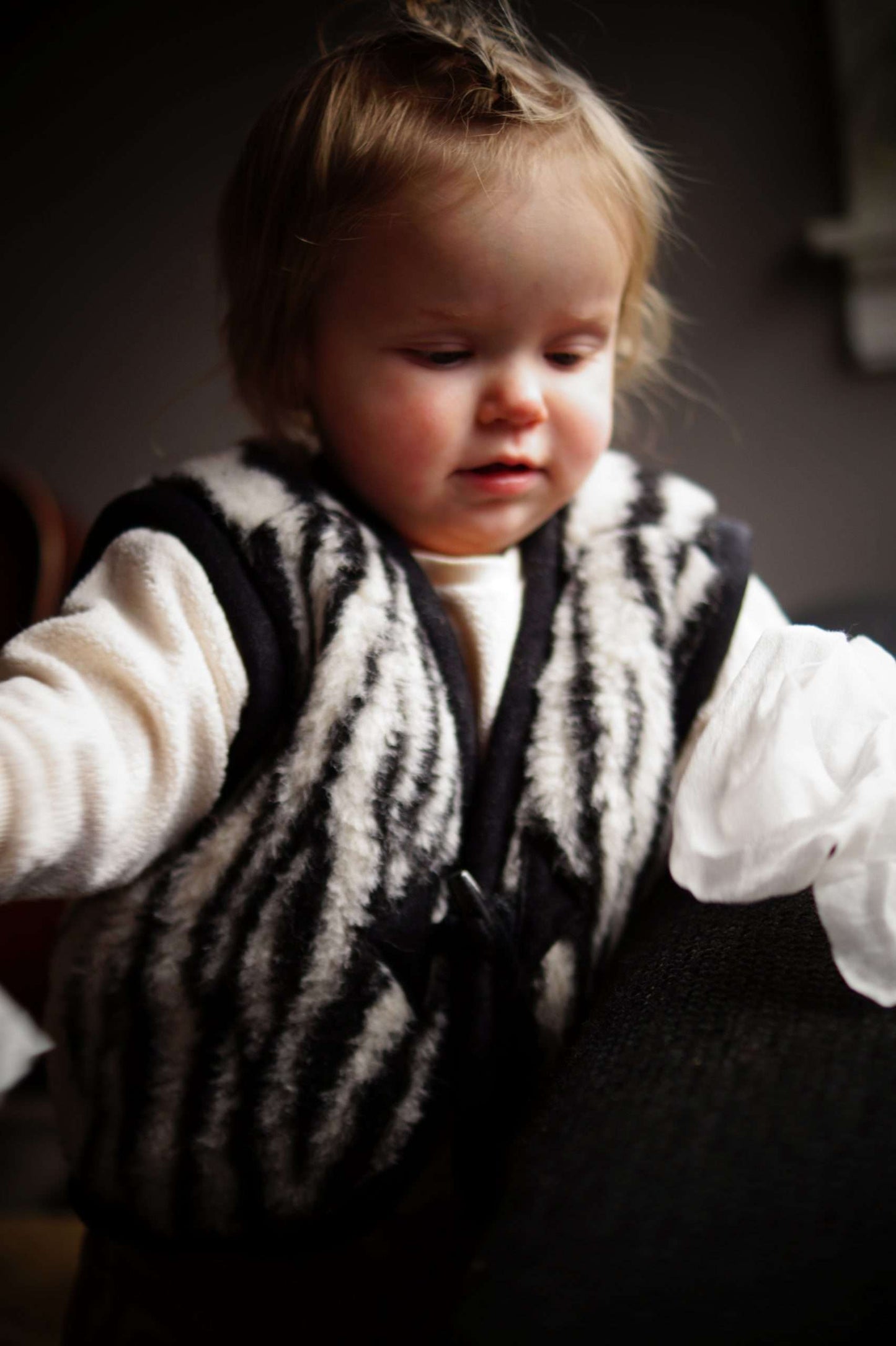 wollen bodywarmer zebra